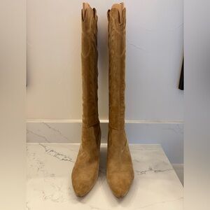 Veronica Beard Ballon Tan Knee-High Suede Boots - size 8